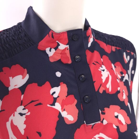 Callaway Sleevelss Floral Peacoat Navy Red Shirt Womens XL - Picture 6 of 10